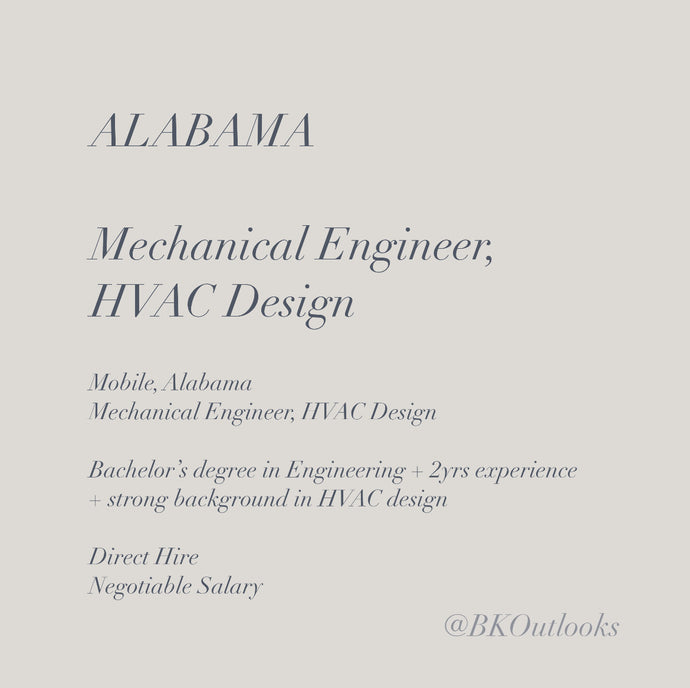 Alabama - Direct Hire - Mechanical Engineer, HVAC Design