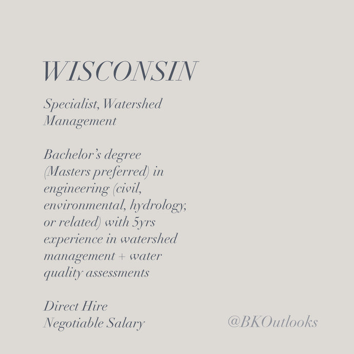 Wisconsin - Direct Hire - Specialist, Water Management