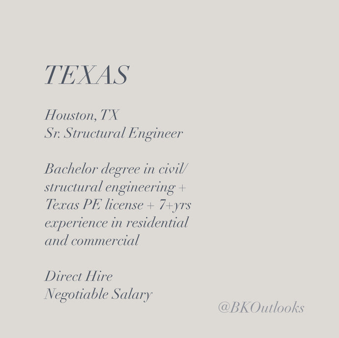 Texas - Direct Hire - Sr. Structural Engineer