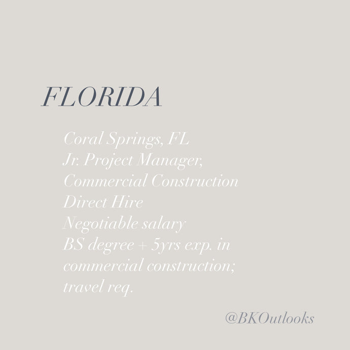 Florida - Direct Hire - Jr. Project Manager, Commercial Construction