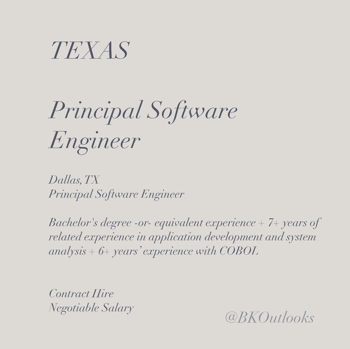 Texas - Contract Hire - Principal Software Engineer