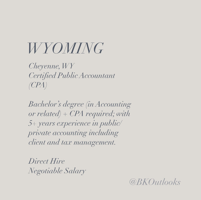 Wyoming - Direct Hire - Certified Public Accountant