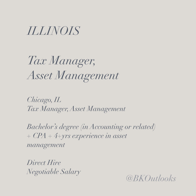 Illinois - Direct Hire - Tax Manager, Asset Management