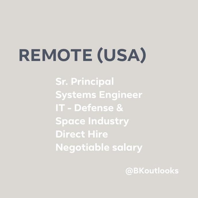 Remote (USA) - Direct Hire - Sr. Principal Systems Engineer
