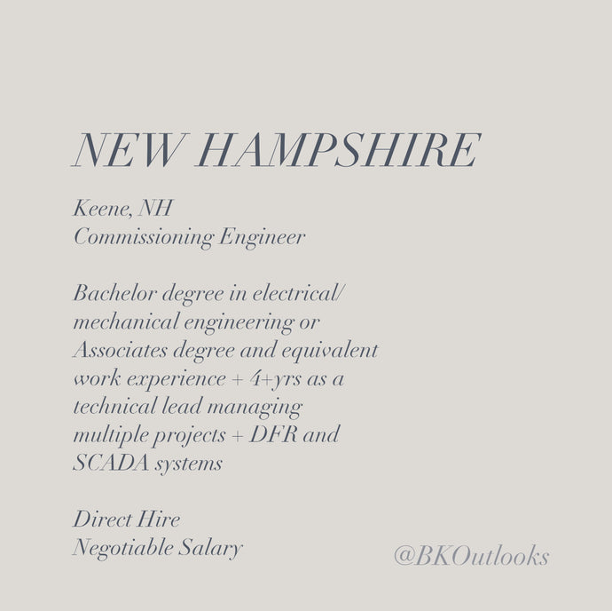 New Hampshire - Direct Hire - Commissioning Engineer