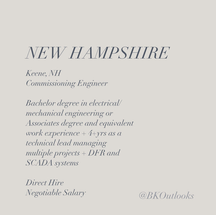 New Hampshire - Direct Hire - Commissioning Engineer