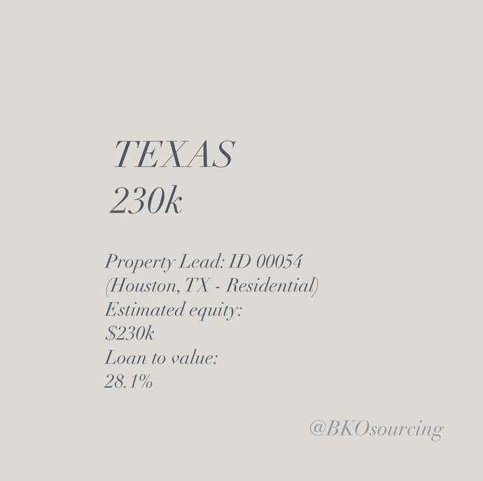 Texas | 230k | 28.1% - Property Lead: ID 00054