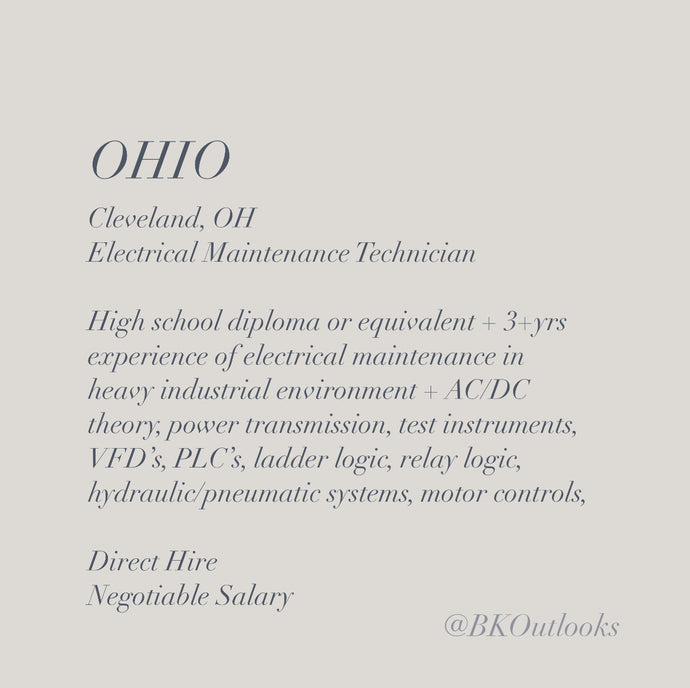 Ohio - Direct Hire - Electrical Maintenance Technician