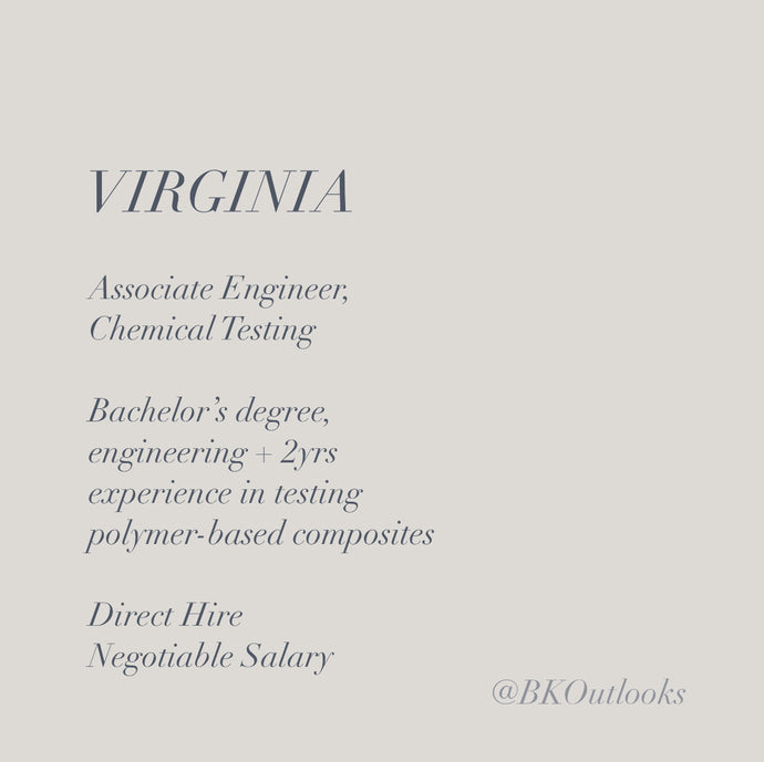 Virginia - Direct Hire - Associate Engineer, Chemical Testing