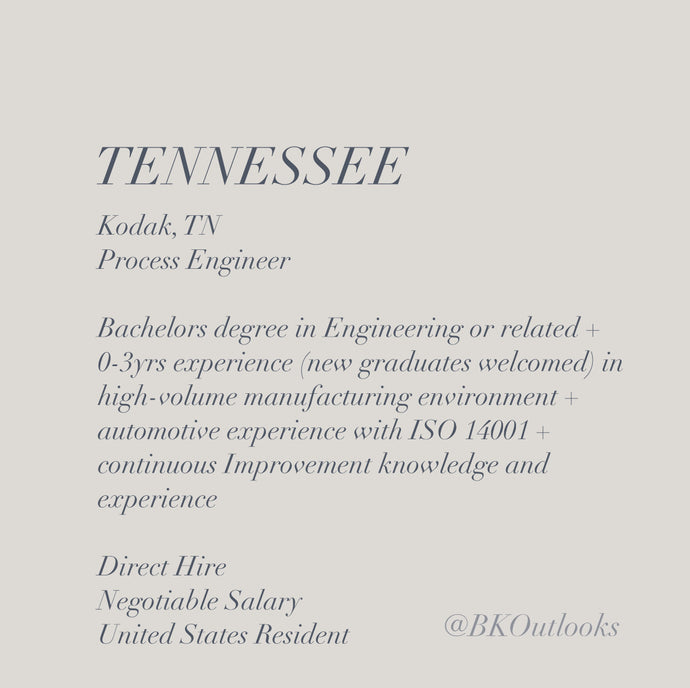 Tennessee - Direct Hire - Process Engineer