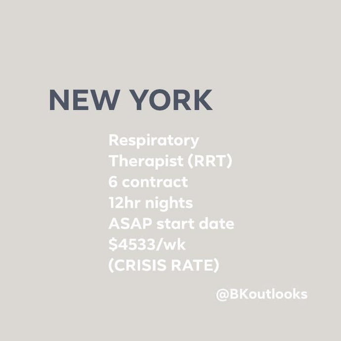 New York - Travel RRT (Respiratory Therapist) - crisis rates