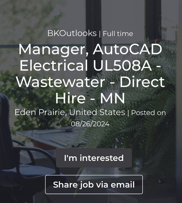 Manager, AutoCAD Electrical UL508A - Wastewater - Direct Hire - MN