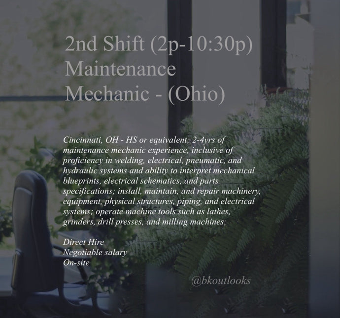 2nd Shift (2p-10:30p) Maintenance Mechanic - (Ohio) -  Cincinnati, OH