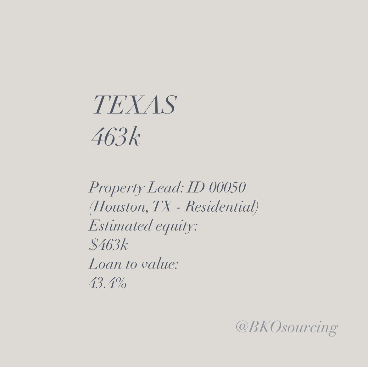 Property Lead 00050 - Texas - Houston - $463k - 43.4% - 2023-18OCT - with comparables