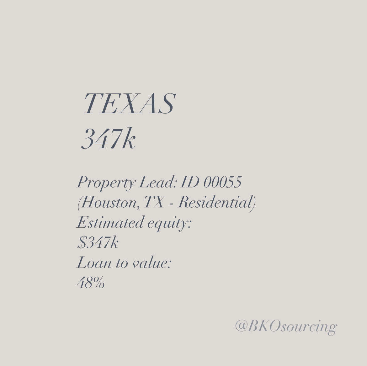 Property Lead 00055 - Texas - Houston - 347k - 48% - 2023-25OCT - with comparables