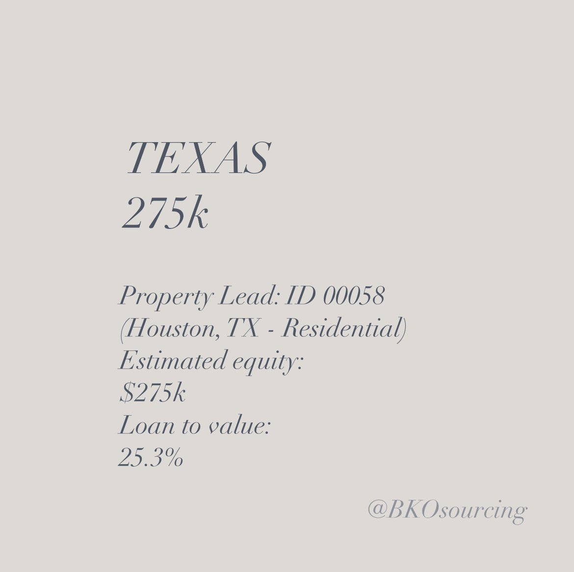 Property Lead 00058 - Texas - Houston - 275k - 25.3% - 2023-11NOV - with comparables