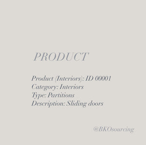 Product Sourcing (Interiors) 00001 - Interiors - Partitions - Sliding Doors - 2023-13NOV - with supplier details