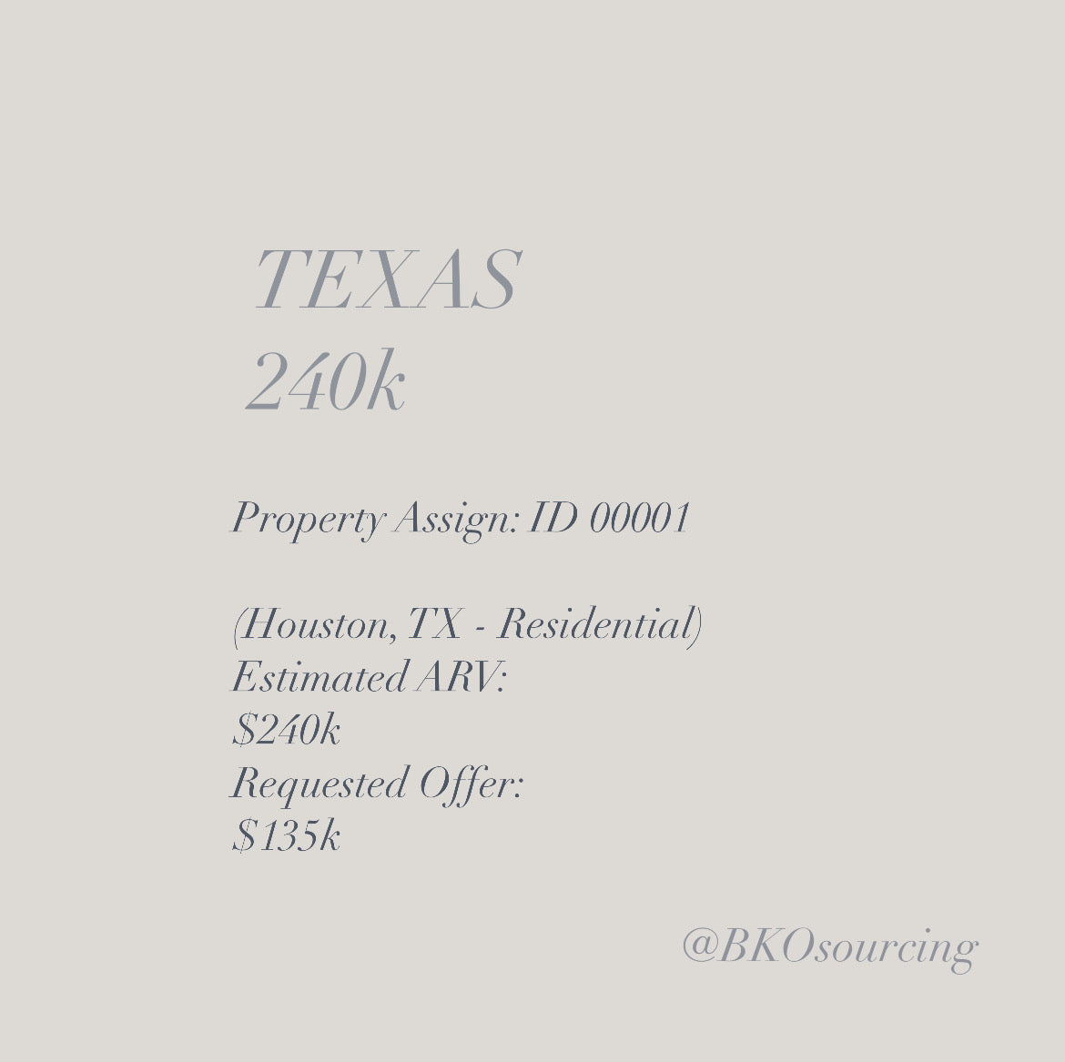Property Assign 00001 - Texas - Houston - 240k - 135k - 2023-14DEC